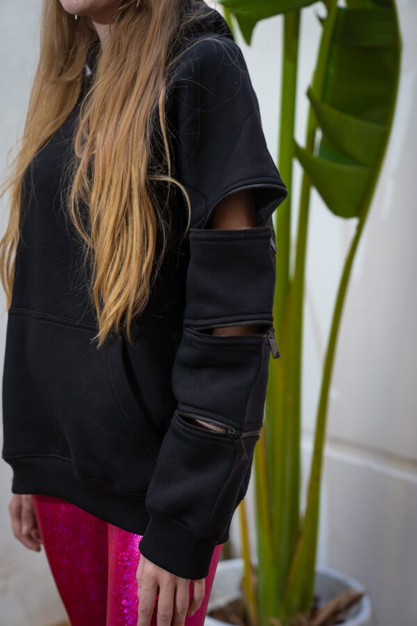OVERSIZED ZIPPED HOODIE [BLACK] - Image 7