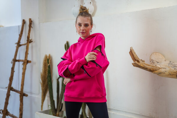 OVERSIZED ZIPPED HOODIE [FOCHSIA] - Image 8