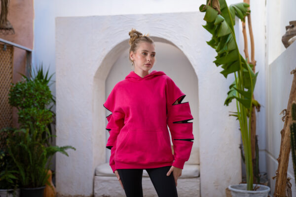 OVERSIZED ZIPPED HOODIE [FOCHSIA] - Image 9