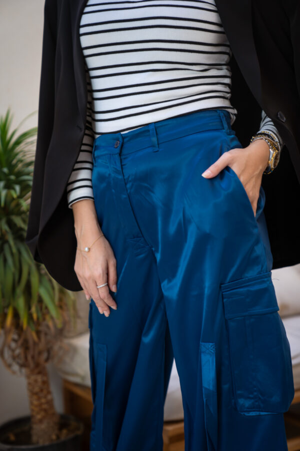SATIN CARGO TROUSERS [Blue] - Image 8