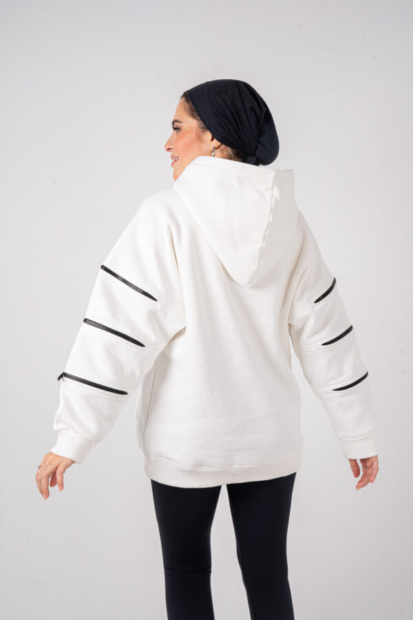 OVERSIZED ZIPPER HOODIE [OFF-WHITE] - Image 3