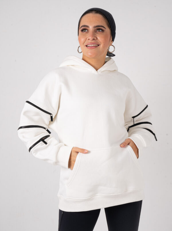 OVERSIZED ZIPPER HOODIE [OFF-WHITE]