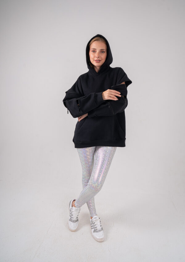 OVERSIZED ZIPPED HOODIE [BLACK] - Image 6