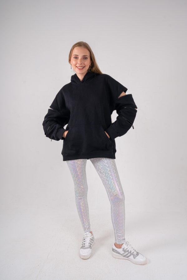 OVERSIZED ZIPPED HOODIE [BLACK] - Image 3