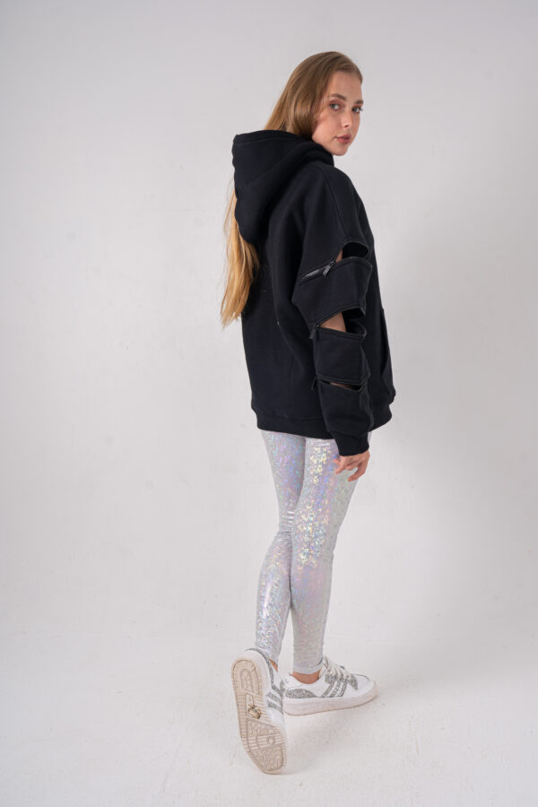 OVERSIZED ZIPPED HOODIE [BLACK] - Image 5