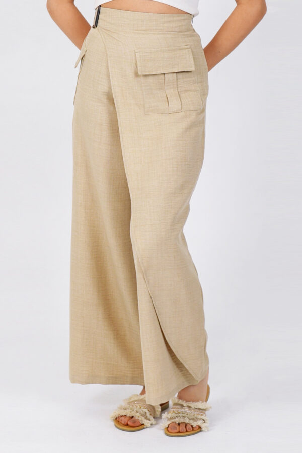 Linen Flag Pants (BEIGE) - Image 4