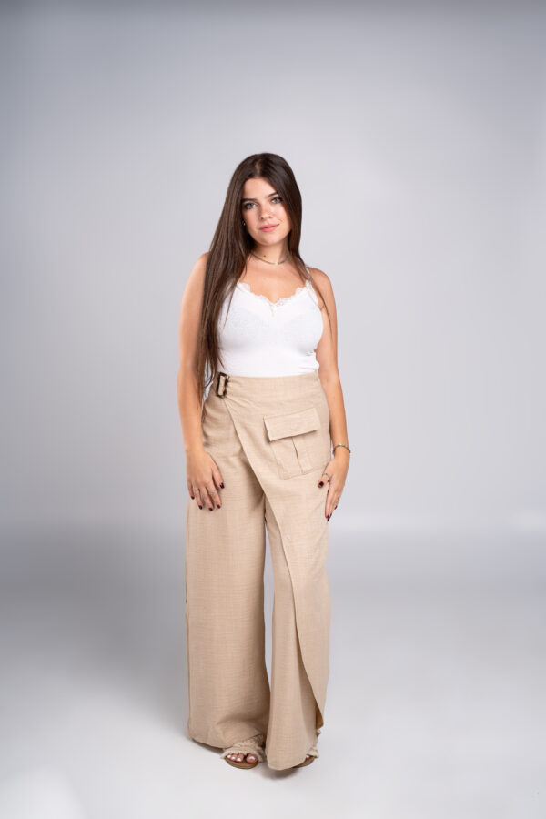 Linen Flag Pants (BEIGE) - Image 3